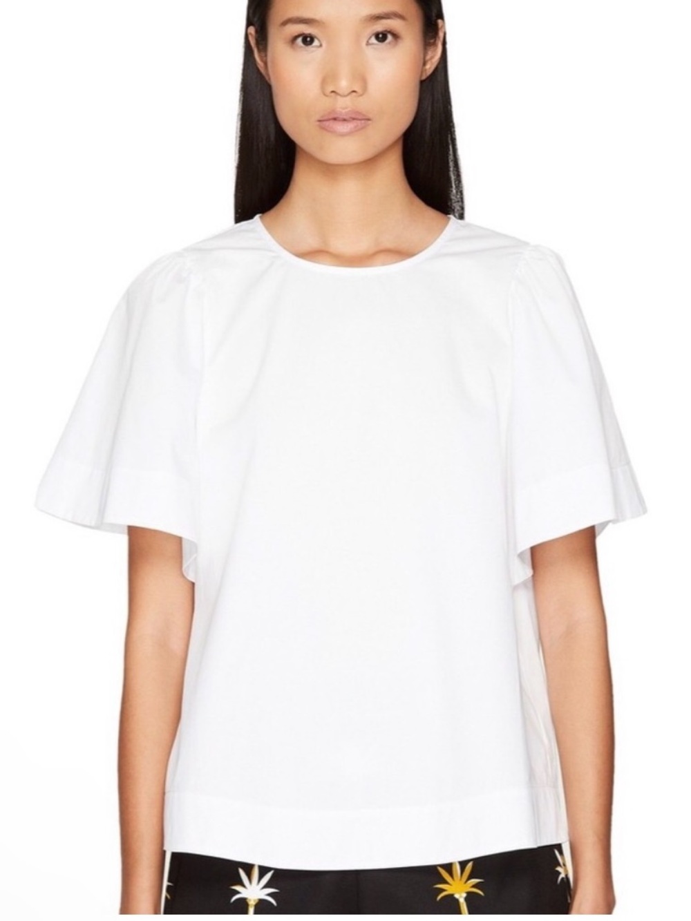 Kate Spade Broome Street Flutter Sleeve White Cotton Blouse size Small
